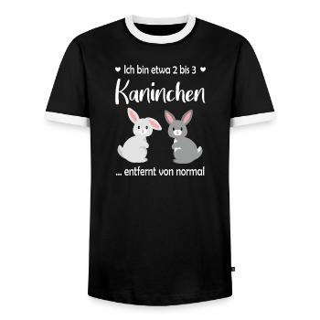 Ich bin etwa 2 bis 3 Kaninchen entfernt von normal - Männer Kontrast-T-Shirt - Schwarz/Weiß - Vorne - AI Model Female 172 light (172cm) & AI Model Male 178 light (178cm)