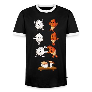 Sushi Fusion Rice & Salmon - T-shirt contrasté Homme - noir/blanc - Devant - AI Model Female 172 light (172cm) & AI Model Male 178 light (178cm)