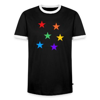 Sterne Regenbogen LGBTQ subtile Gay Pride - Männer Kontrast-T-Shirt - Schwarz/Weiß - Vorne - AI Model Female 172 light (172cm) & AI Model Male 178 light (178cm)