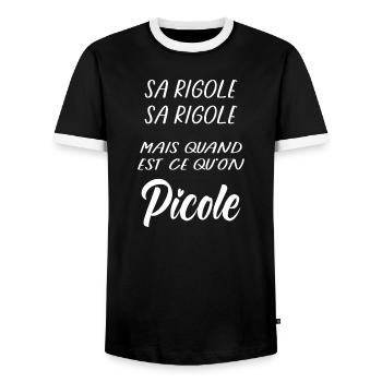 Sa rigole mais quand Picole on (blanc) - T-shirt contrasté Homme - noir/blanc - Devant - AI Model Female 172 light (172cm) & AI Model Male 178 light (178cm)