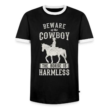 Wild West Western Rodeo Bull Riding Cowboy - Men's Ringer Shirt - black/white - Front - AI Model Female 172 light (172cm) & AI Model Male 178 light (178cm)