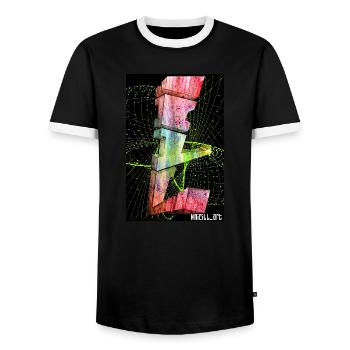 ILL 3D - Männer Kontrast-T-Shirt - Schwarz/Weiß - Vorne - AI Model Female 172 light (172cm) & AI Model Male 178 light (178cm)