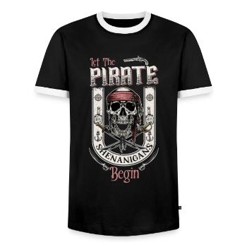 Laissez les manigances de pirates commencer le style de tatouage - T-shirt contrasté Homme - noir/blanc - Devant - AI Model Female 172 light (172cm) & AI Model Male 178 light (178cm)