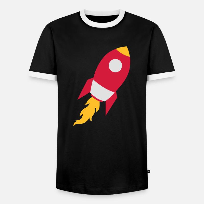 Rakete - Männer Kontrast-T-Shirt - Schwarz/Weiß
