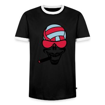 Volleyball Waterpolo Zigarre Lächeln - Männer Kontrast-T-Shirt - Schwarz/Weiß - Vorne - AI Model Female 172 light (172cm) & AI Model Male 178 light (178cm)