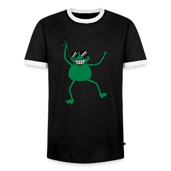 cool_frog - T-shirt contrasté Homme - noir/blanc - Devant - AI Model Female 172 light (172cm) & AI Model Male 178 light (178cm)