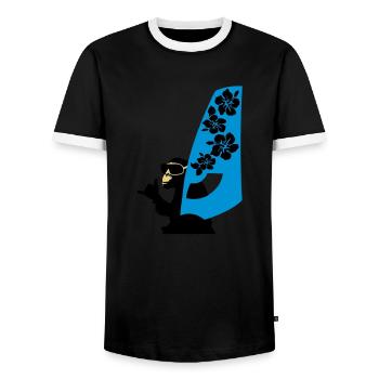 windsurfer - Men's Ringer Shirt - black/white - Front - AI Model Female 172 light (172cm) & AI Model Male 178 light (178cm)