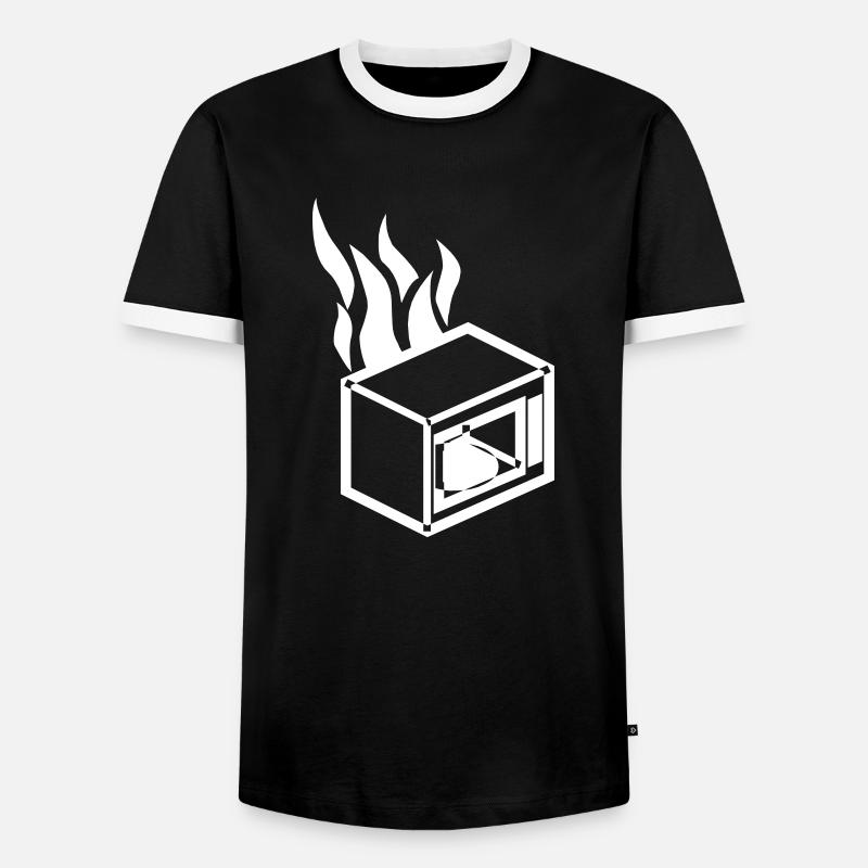 Burning microwave - Men's Ringer Shirt - black/white