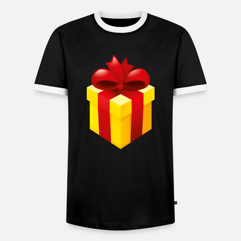 Smiley Present - Männer Kontrast-T-Shirt - Schwarz/Weiß