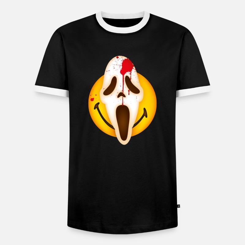 Smiley Scream Mask - Men's Ringer Shirt - black/white