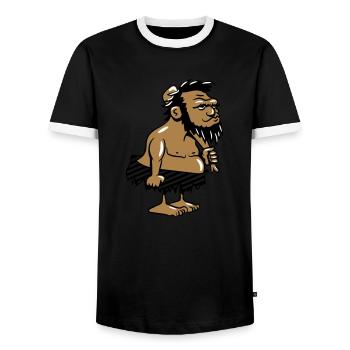 Steinzeitmensch höhlenmensch muster witzig - Männer Kontrast-T-Shirt - Schwarz/Weiß - Vorne - AI Model Female 172 light (172cm) & AI Model Male 178 light (178cm)