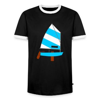 Sailing ship - Men's Ringer Shirt - black/white - Front - AI Model Female 172 light (172cm) & AI Model Male 178 light (178cm)