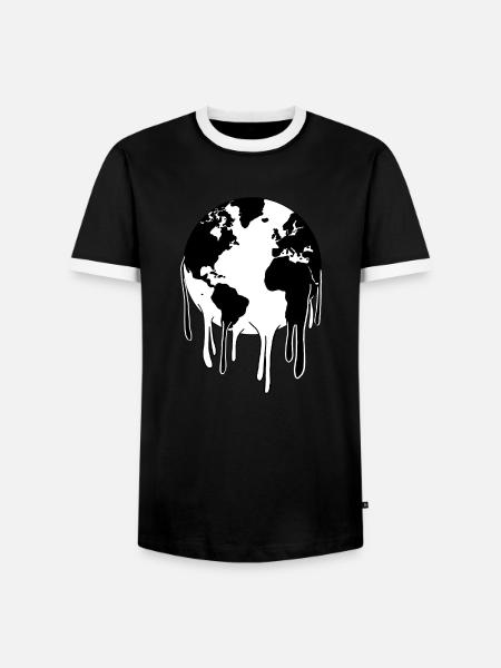 Schmelzender Planet Erde - Männer Kontrast-T-Shirt - Schwarz/Weiß
