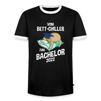 From bed chiller to Bachelor 2022 sloth - Men's Ringer Shirt - black/white - Front - AI Model Female 172 light (172cm) & AI Model Male 178 light (178cm)
