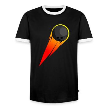 Bowling - Men's Ringer Shirt - black/white - Front - AI Model Female 172 light (172cm) & AI Model Male 178 light (178cm)
