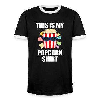 Popcorn Manger Popcorn Chef ironique Dire - T-shirt contrasté Homme - noir/blanc - Devant - AI Model Female 172 light (172cm) & AI Model Male 178 light (178cm)