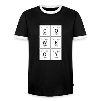 Cowboy | Tableau périodique des éléments - T-shirt contrasté Homme - noir/blanc - Devant - AI Model Female 172 light (172cm) & AI Model Male 178 light (178cm)