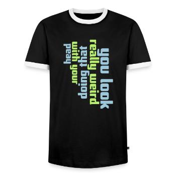 tu as l’air vraiment bizarre - T-shirt contrasté Homme - noir/blanc - Devant - AI Model Female 172 light (172cm) & AI Model Male 178 light (178cm)