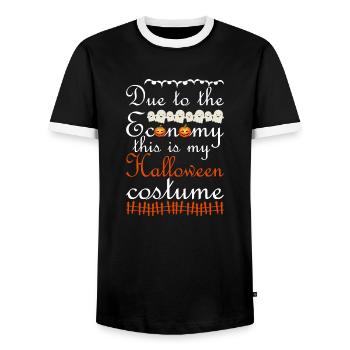 Due To The Economy This Is My Halloween Costume - Männer Kontrast-T-Shirt - Schwarz/Weiß - Vorne - AI Model Female 172 light (172cm) & AI Model Male 178 light (178cm)