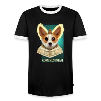 Pape Corgi - T-shirt contrasté Homme - noir/blanc - Devant - AI Model Female 172 light (172cm) & AI Model Male 178 light (178cm)