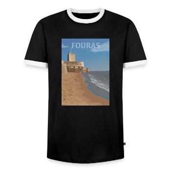 Fouras, France - Men's Ringer Shirt - black/white - Front - AI Model Female 172 light (172cm) & AI Model Male 178 light (178cm)