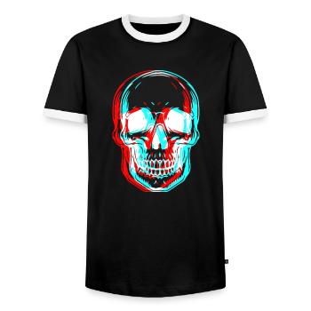 Crane 3d - halloween - rock metal - Men's Ringer Shirt - black/white - Front - AI Model Female 172 light (172cm) & AI Model Male 178 light (178cm)