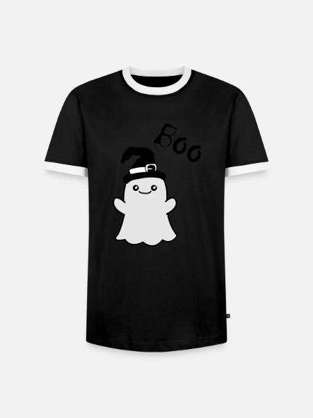 Funny Ghost Boo - Men's Ringer Shirt - black/white