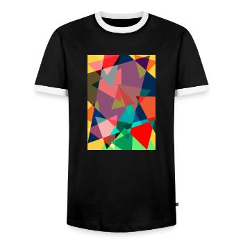 Abstract painting. Abstract paint - Men's Ringer Shirt - black/white - Front - AI Model Female 172 light (172cm) & AI Model Male 178 light (178cm)