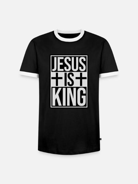 jesus is king quote - Men's Ringer Shirt - black/white