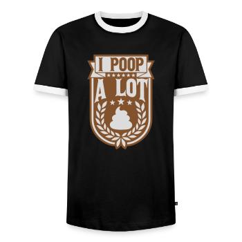 I poop a lot - Men's Ringer Shirt - black/white - Front - AI Model Female 172 light (172cm) & AI Model Male 178 light (178cm)