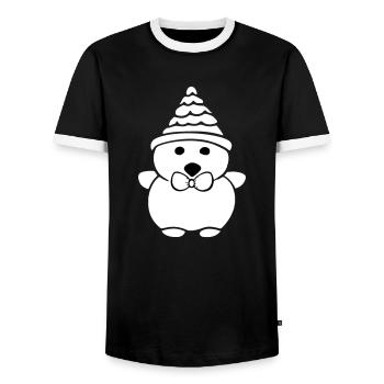 Christmas Polar Bear Winter Bear Snow Animal Vector 0 - Men's Ringer Shirt - black/white - Front - AI Model Female 172 light (172cm) & AI Model Male 178 light (178cm)