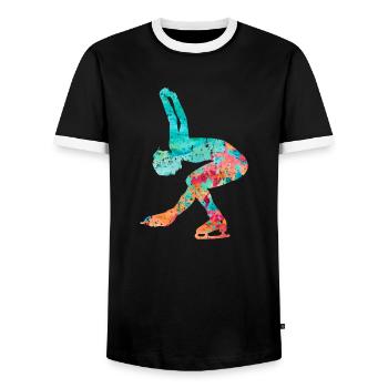 Eiskunstlauf PopArt - Männer Kontrast-T-Shirt - Schwarz/Weiß - Vorne - AI Model Female 172 light (172cm) & AI Model Male 178 light (178cm)