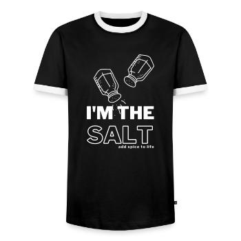 Le sel donne à la vie la bonne saveur - T-shirt contrasté Homme - noir/blanc - Devant - AI Model Female 172 light (172cm) & AI Model Male 178 light (178cm)