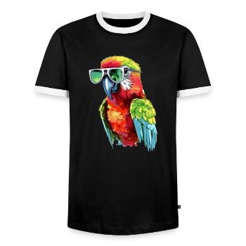 Jack le perroquet - T-shirt contrasté Homme - noir/blanc - Devant - AI Model Female 172 light (172cm) & AI Model Male 178 light (178cm)