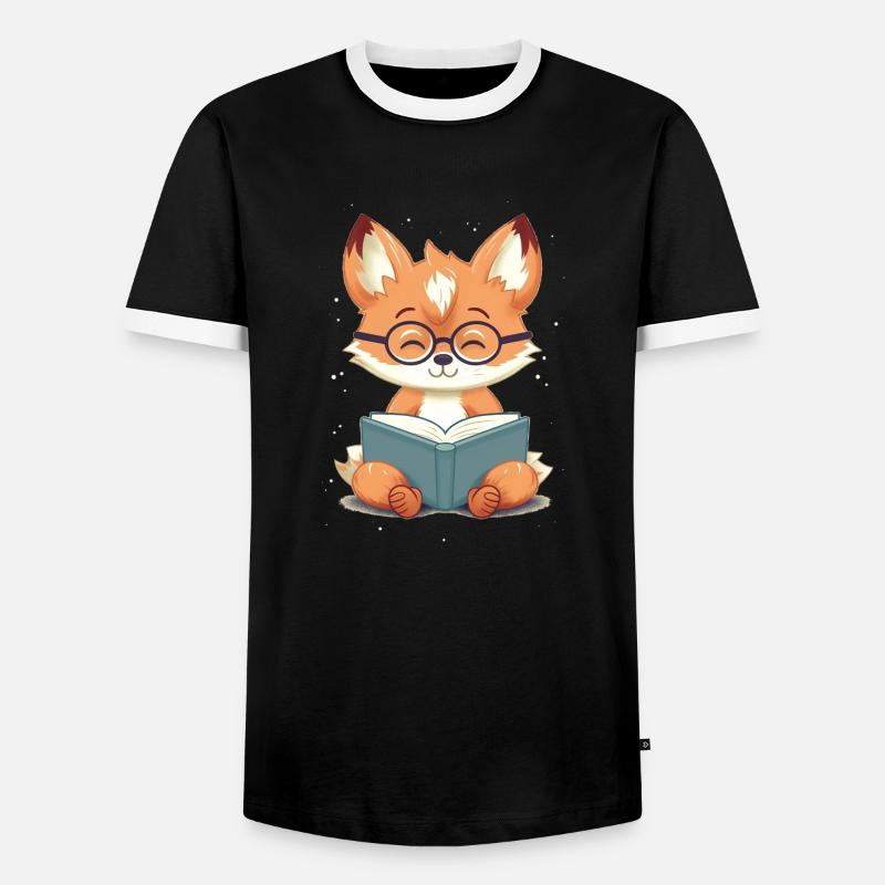 Reading fox - Men's Ringer Shirt - black/white
