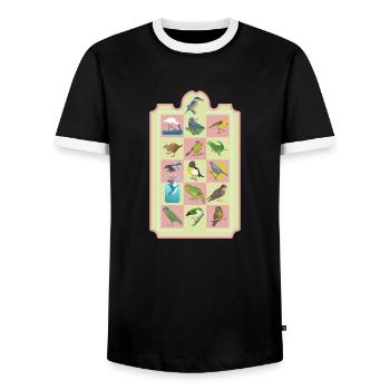 OISEAUX NÉO-ZÉLANDAIS - T-shirt contrasté Homme - noir/blanc - Devant - AI Model Female 172 light (172cm) & AI Model Male 178 light (178cm)