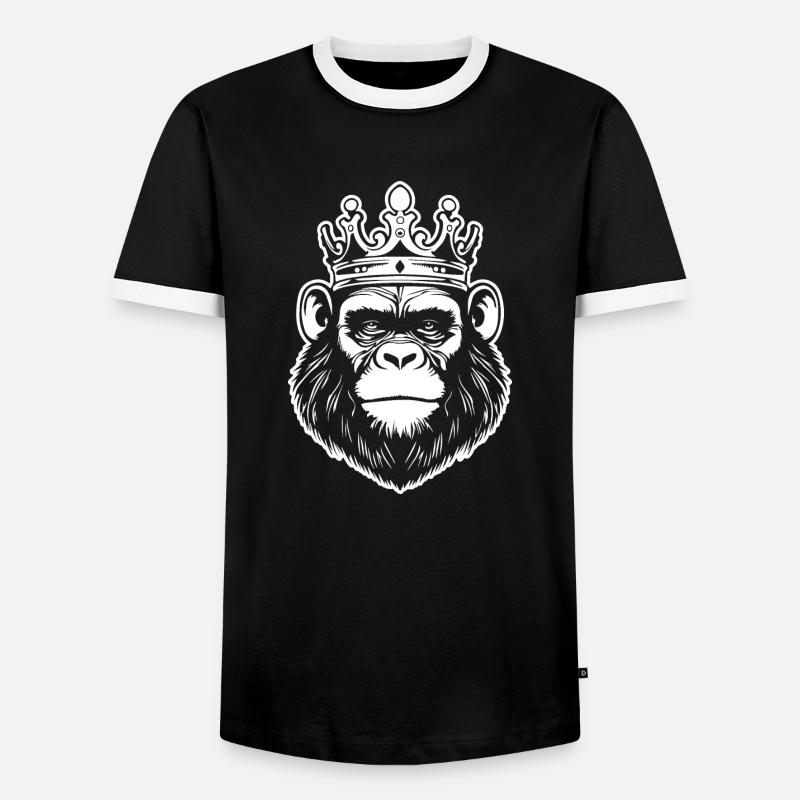 Monkey Monkey Monkey Face Jungle - Men's Ringer Shirt - black/white