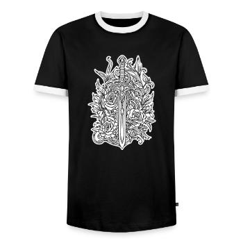 Knife Cutler Knife Lover - Men's Ringer Shirt - black/white - Front - AI Model Female 172 light (172cm) & AI Model Male 178 light (178cm)