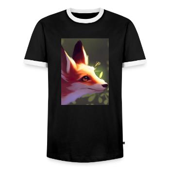 Niedliche Fuchs-Malerei - Männer Kontrast-T-Shirt - Schwarz/Weiß - Vorne - AI Model Female 172 light (172cm) & AI Model Male 178 light (178cm)