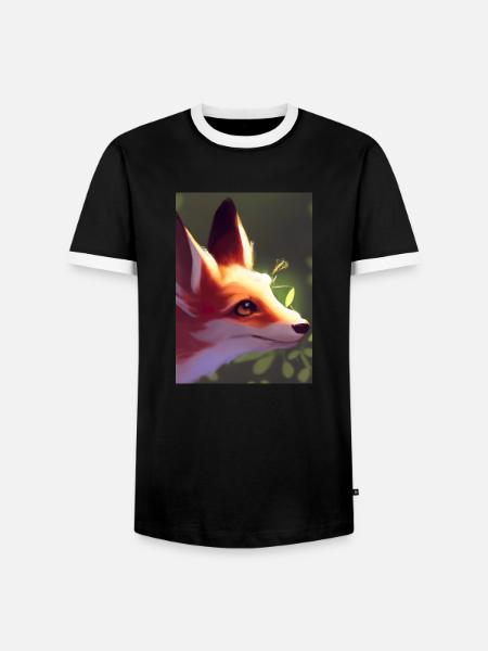 Niedliche Fuchs-Malerei - Männer Kontrast-T-Shirt - Schwarz/Weiß