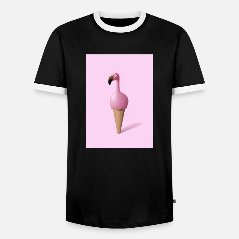 Flamingo-Eiscreme - Männer Kontrast-T-Shirt - Schwarz/Weiß