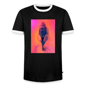 Popo talk - Männer Kontrast-T-Shirt - Schwarz/Weiß - Vorne - AI Model Female 172 light (172cm) & AI Model Male 178 light (178cm)
