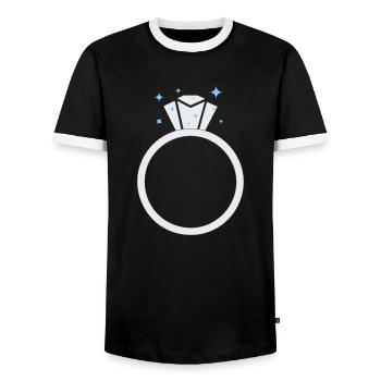 Diamond Wedding ring - Men's Ringer Shirt - black/white - Front - AI Model Female 172 light (172cm) & AI Model Male 178 light (178cm)