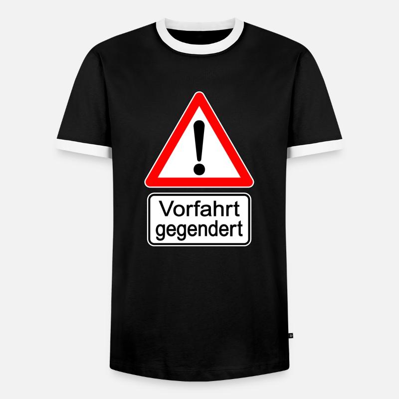 Vorfahrt gegendert ! - Männer Kontrast-T-Shirt - Schwarz/Weiß