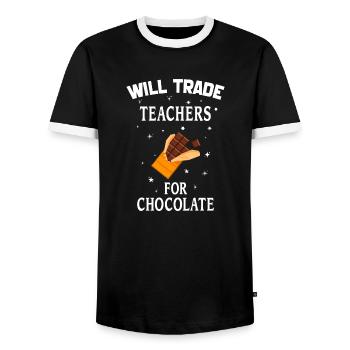 Will Trade Teachers For Chocolate Valentines Day - T-shirt contrasté Homme - noir/blanc - Devant - AI Model Female 172 light (172cm) & AI Model Male 178 light (178cm)