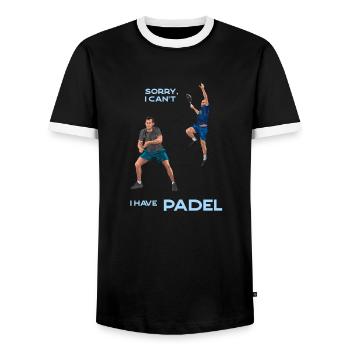 SORRY I CAN'T, I HAVE PADEL - Men's Ringer Shirt - black/white - Front - AI Model Female 172 light (172cm) & AI Model Male 178 light (178cm)