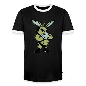 esel comic - Männer Kontrast-T-Shirt - Schwarz/Weiß - Vorne - AI Model Female 172 light (172cm) & AI Model Male 178 light (178cm)