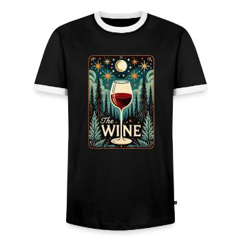 La carte de tarot du vin - T-shirt contrasté Homme - noir/blanc - Devant - AI Model Female 172 light (172cm) & AI Model Male 178 light (178cm)