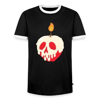 Kerze und Apfel - Männer Kontrast-T-Shirt - Schwarz/Weiß - Vorne - AI Model Female 172 light (172cm) & AI Model Male 178 light (178cm)