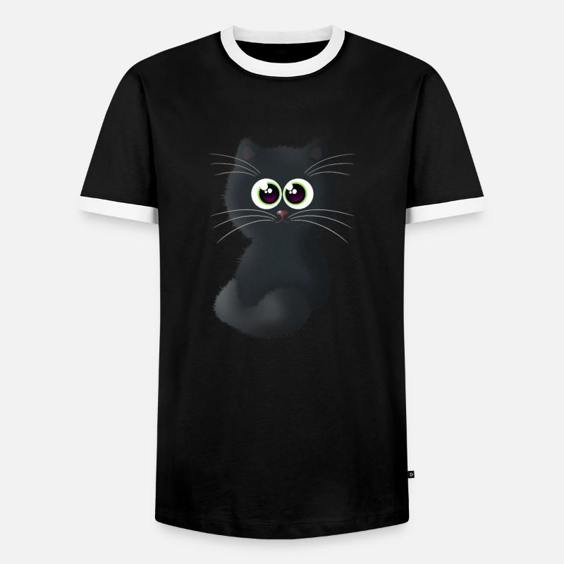 Katze - Männer Kontrast-T-Shirt - Schwarz/Weiß